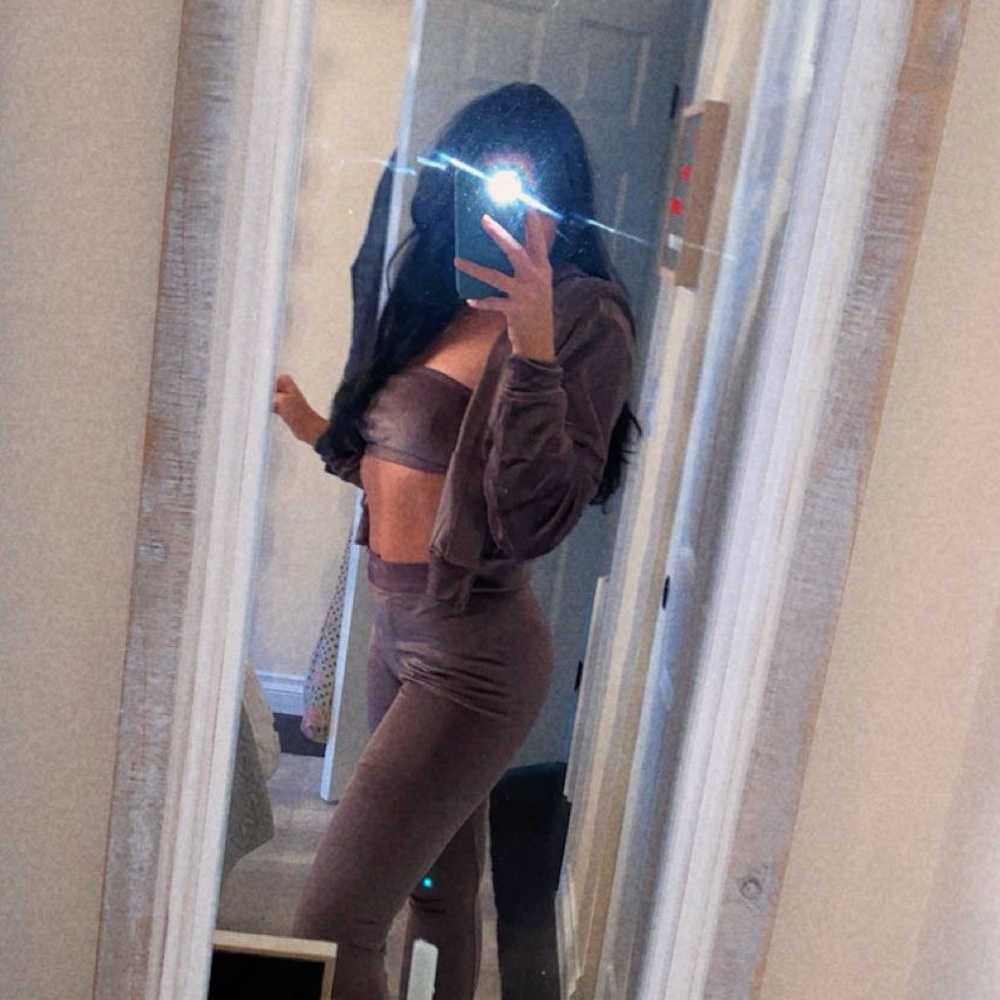 SKIMS Brown Velour Track Suit